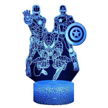 Avengers, Spider-Man, Iron Man, Captain America, Touch Sixteen Colors, Crack Gift, Veilleuse de chevet